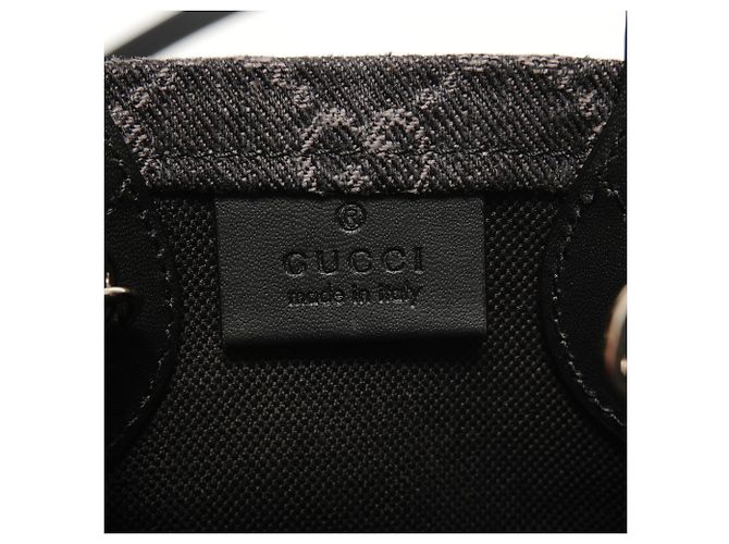 Borsa Mini Tote in Denim GG Gucci Nero - vista 9