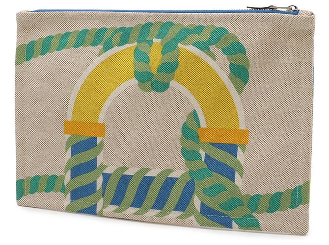 Hermès Pochette piatta Hermes Canoe H Yachting GM Multicolore - vista 3