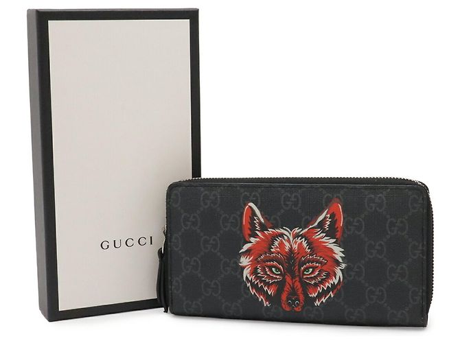 Cartera con cremallera GG Supreme de GUCCI Negro Roja Gris antracita - vista 9