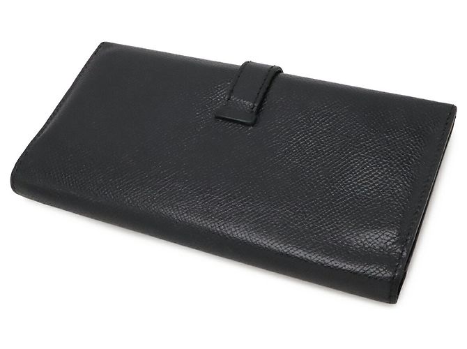 Hermès HERMES Bearn 2PLIS Tri-fold Long Wallet in Courchevel Leather Black - view 3