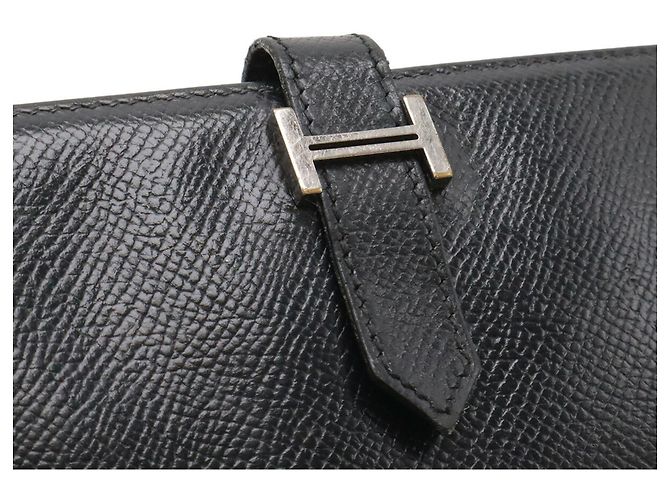 Hermès HERMES Bearn 2PLIS Tri-fold Long Wallet in Courchevel Leather Black - view 5
