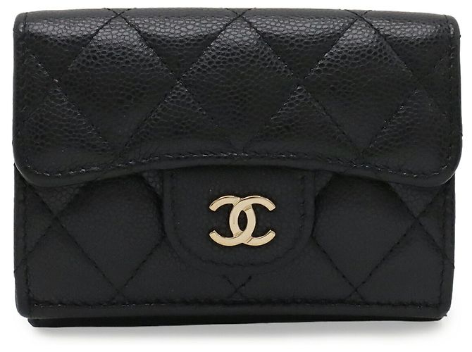 Cartera tríptico de piel de becerro granulado negro Chanel - vista 2