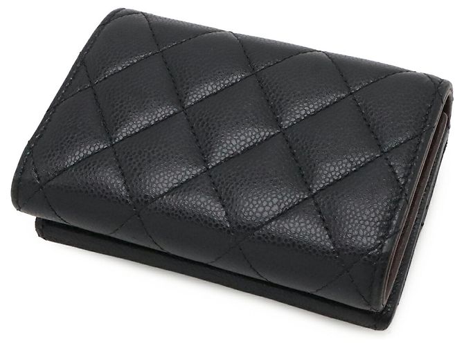 Cartera tríptico de piel de becerro granulado negro Chanel - vista 3