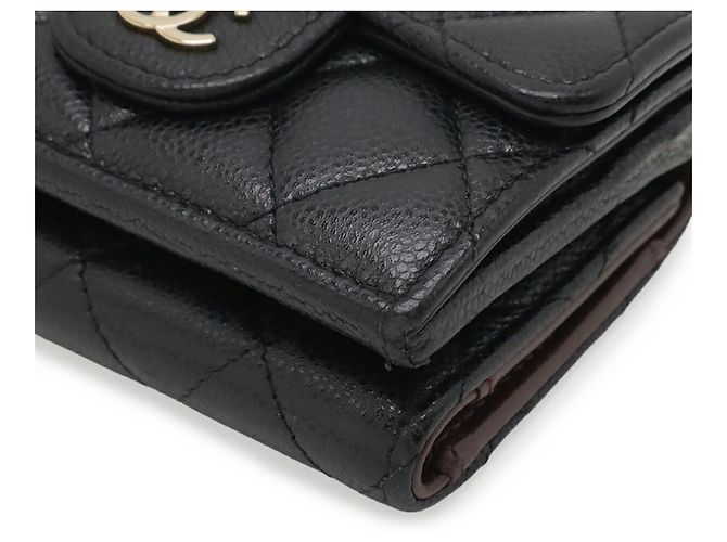 Cartera tríptico de piel de becerro granulado negro Chanel - vista 4