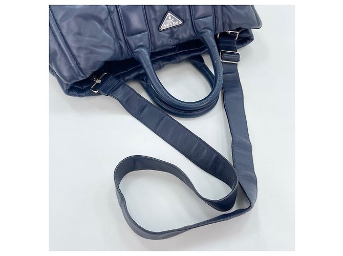Borsa Tote Prada blu navy - vista 10