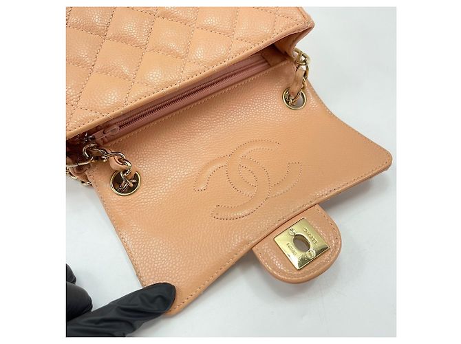 Borsa a Spalla Chanel Mini Matelassé Arancione - vista 11