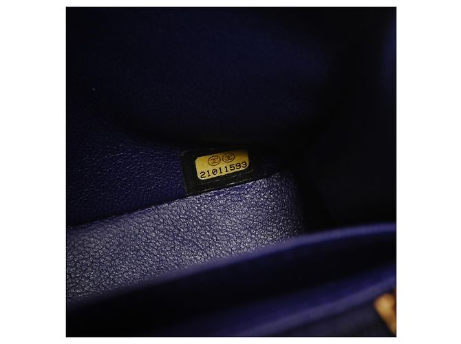 Borsa a tracolla Chanel in agnello Chevron Blu - vista 12