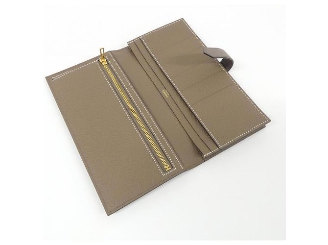 Hermès Cartera Hermes Bearn Soufflé Verso Gris pardo - vista 4
