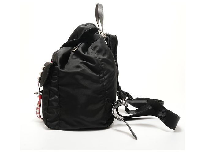 Zaino Prada in nylon e pelle borchiata Nero - vista 4
