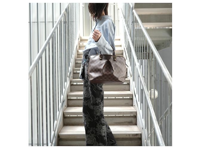 Borsa Louis Vuitton Damier Ebene Siena MM Marrone - vista 14