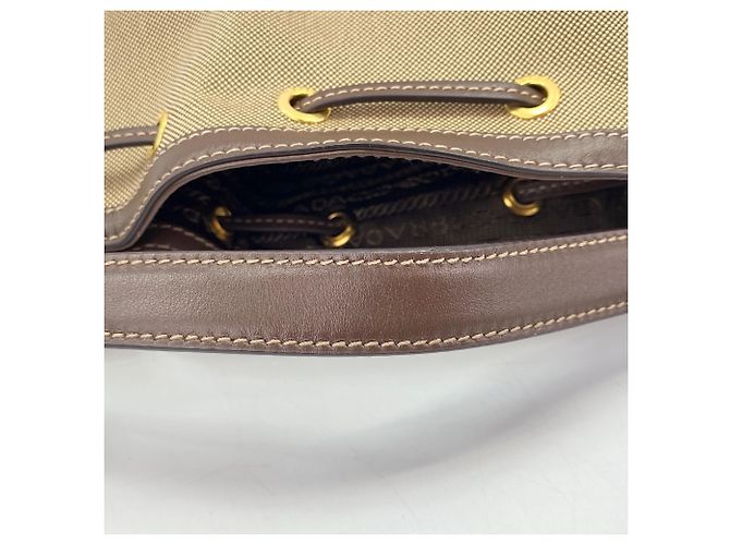 Borsa a 2 vie in jacquard con logo Duet di Prada, beige - vista 10