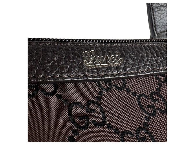 Borsa a mano Gucci in tela nylon marrone e pelle - vista 11