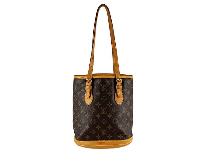 Borsa Bucket Louis Vuitton Monogram PM Marrone Monogramma - vista 3
