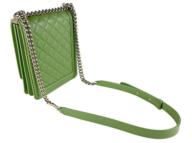 Borsa Chanel Boy a Spalla Verde - vista 10