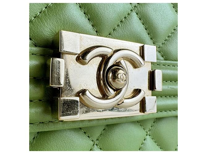 Borsa Chanel Boy a Spalla Verde - vista 11