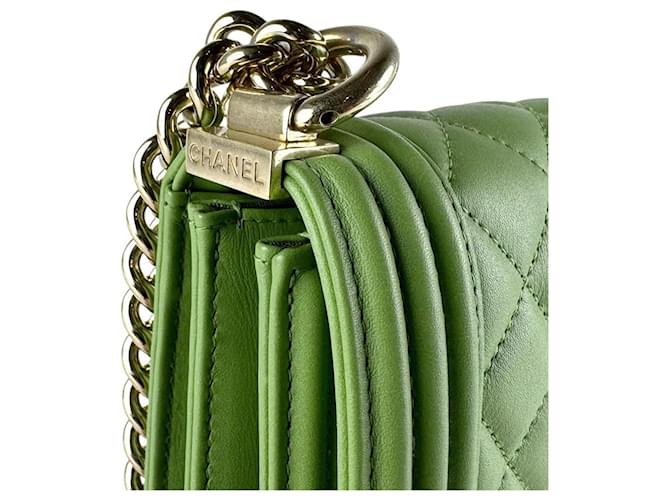 Borsa Chanel Boy a Spalla Verde - vista 6