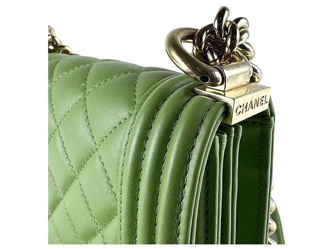 Borsa Chanel Boy a Spalla Verde - vista 7