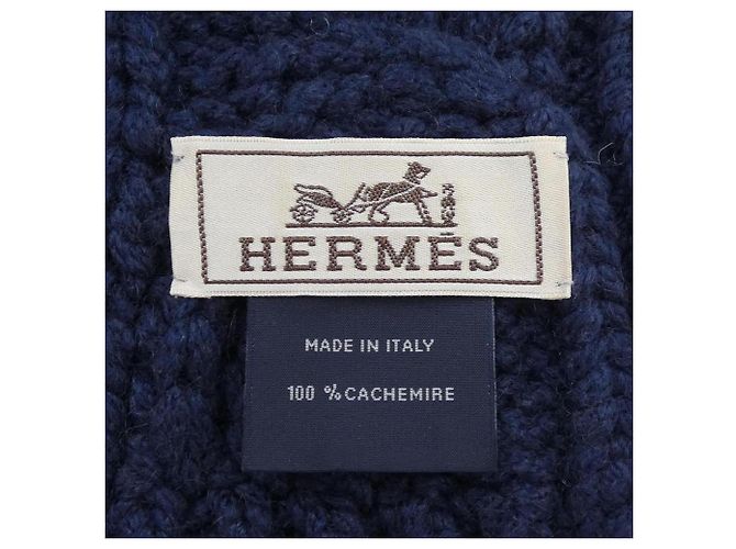 Hermès Stola in cashmere Hermes Cable Maillon Blu navy - vista 3