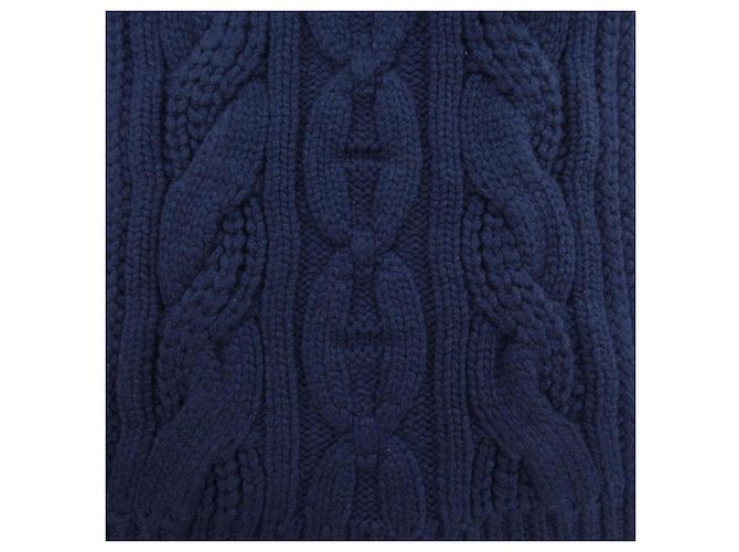 Hermès Stola in cashmere Hermes Cable Maillon Blu navy - vista 4