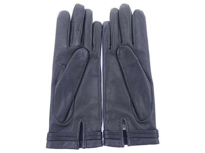 Hermès Hermes Handschuhe aus schwarzem Lammleder - Ansicht 2