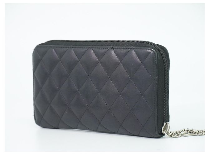 Chanel Cambon Zip Around gestepptes Lammleder Long Schwarz - Ansicht 2