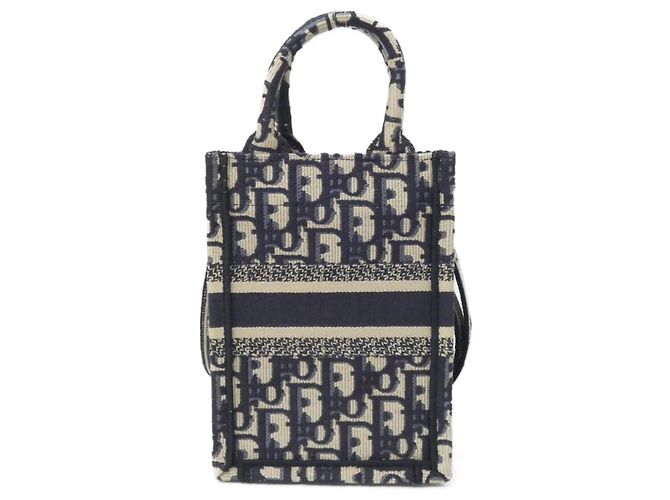 Christian Dior DIOR OBLIQUE Book Tote Mini Vertical Handbag Blu Blu navy - vista 2