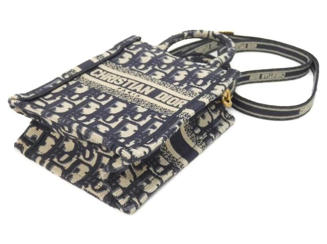 Christian Dior DIOR OBLIQUE Book Tote Mini Vertical Handbag Blu Blu navy - vista 3