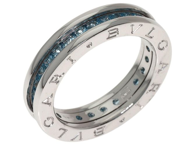 Bulgari Anello Bvlgari B.zero1 in oro bianco 18K con topazio blu - vista 2
