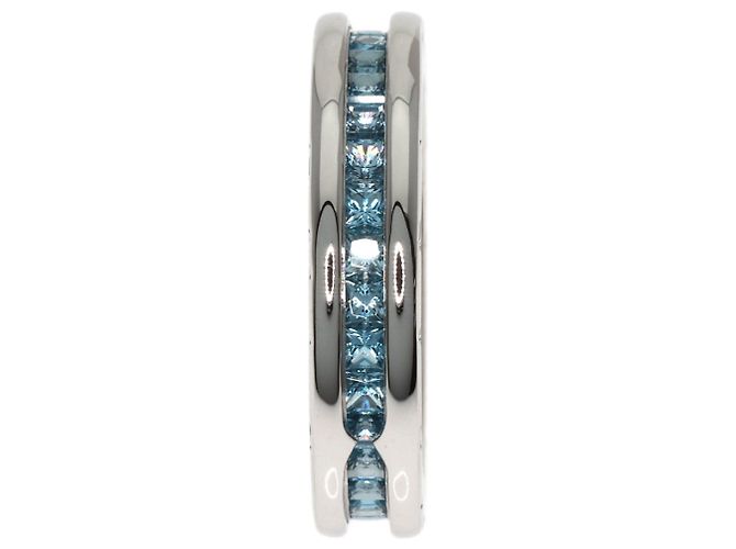 Bulgari Anello Bvlgari B.zero1 in oro bianco 18K con topazio blu - vista 3