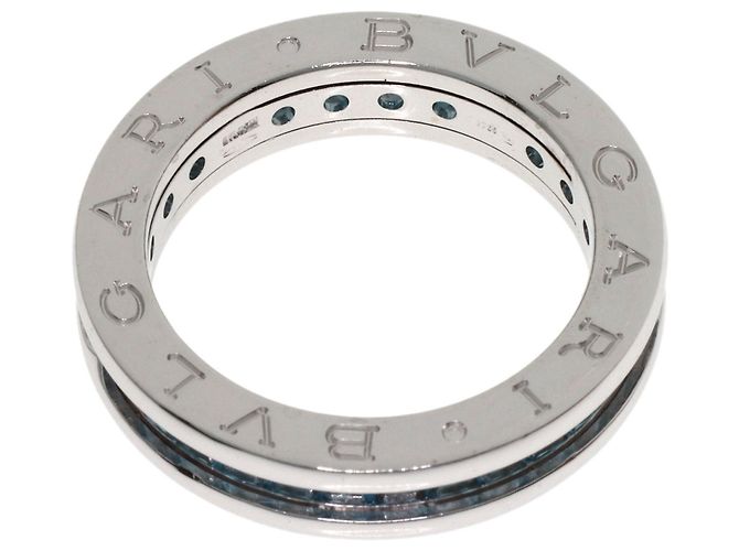 Bulgari Anello Bvlgari B.zero1 in oro bianco 18K con topazio blu - vista 4
