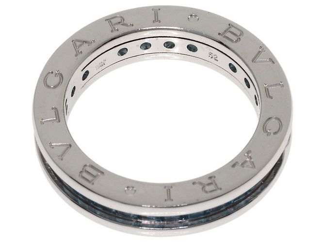 Bulgari Anello Bvlgari B.zero1 in oro bianco 18K con topazio blu - vista 5