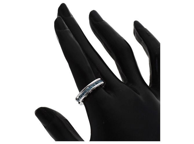 Bulgari Anello Bvlgari B.zero1 in oro bianco 18K con topazio blu - vista 6