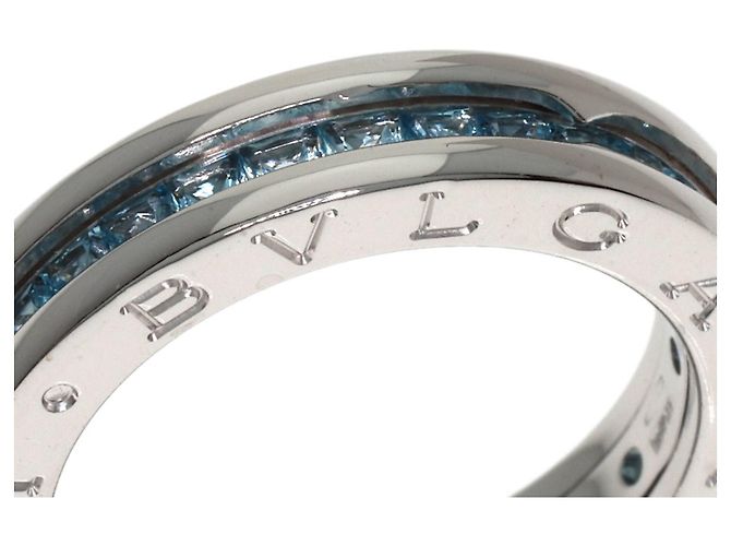 Bulgari Anello Bvlgari B.zero1 in oro bianco 18K con topazio blu - vista 7