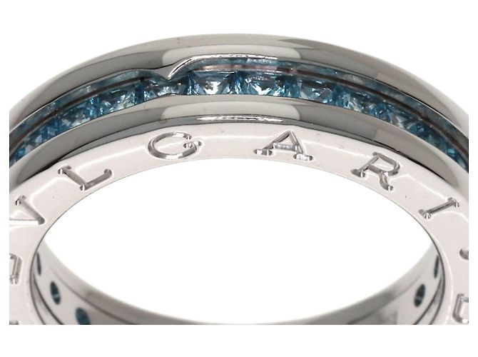 Bulgari Anello Bvlgari B.zero1 in oro bianco 18K con topazio blu - vista 8
