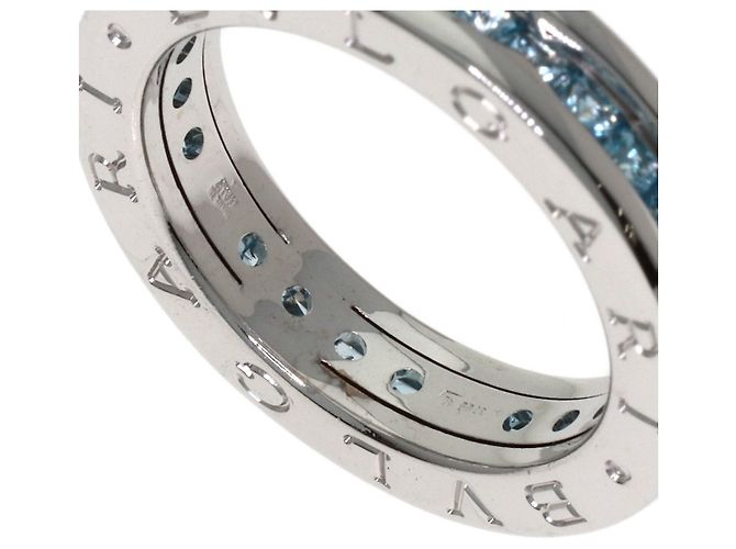 Bulgari Anello Bvlgari B.zero1 in oro bianco 18K con topazio blu - vista 9