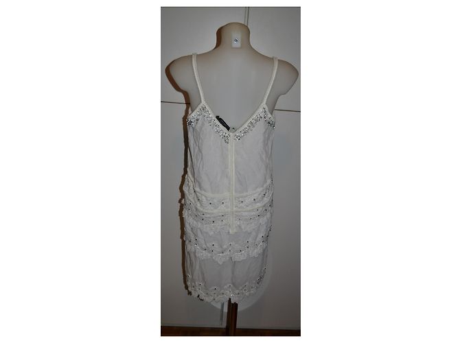 Autre Marque Abito da donna bianco con perline e paillettes - vista 4