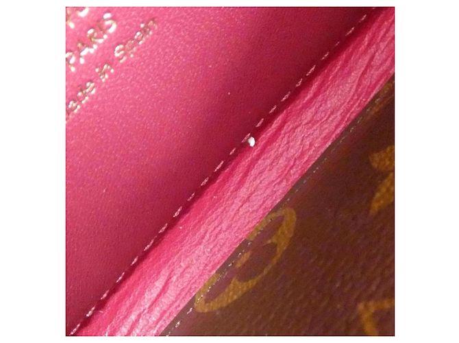 Cartera Louis Vuitton Monogram Portefeuille Flore Castaño Fucsia - vista 10