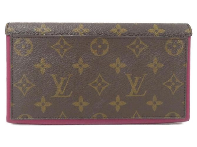 Cartera Louis Vuitton Monogram Portefeuille Flore Castaño Fucsia - vista 2