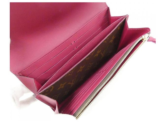 Cartera Louis Vuitton Monogram Portefeuille Flore Castaño Fucsia - vista 7