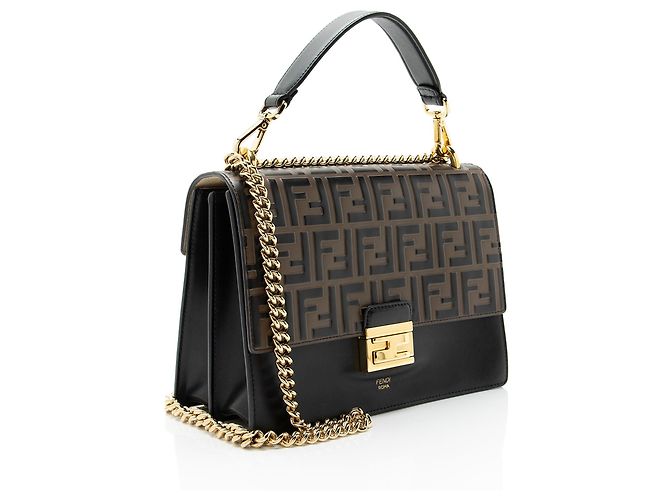 Borsa a tracolla Fendi FF Embossed Calfskin Kan U Medium Nero - vista 2