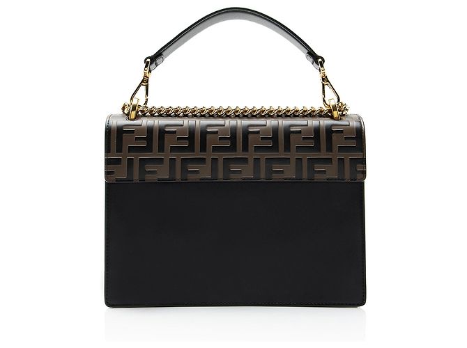 Borsa a tracolla Fendi FF Embossed Calfskin Kan U Medium Nero - vista 3