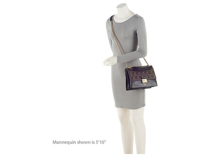 Borsa a tracolla Fendi FF Embossed Calfskin Kan U Medium Nero - vista 5