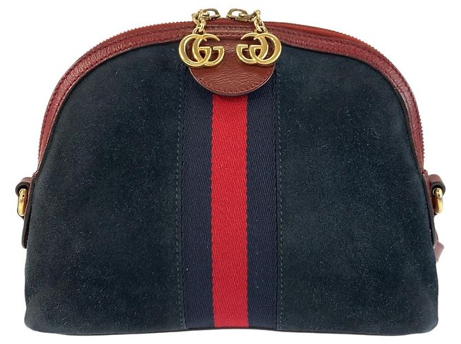 Borsa a tracolla Gucci Ophidia in pelle scamosciata Blu - vista 2