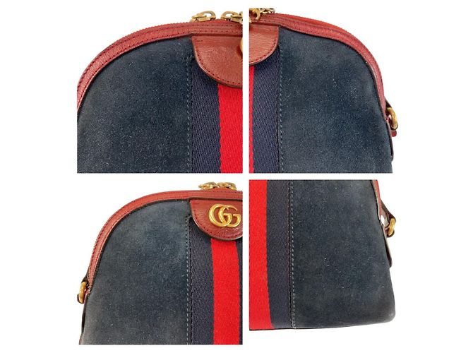 Borsa a tracolla Gucci Ophidia in pelle scamosciata Blu - vista 5