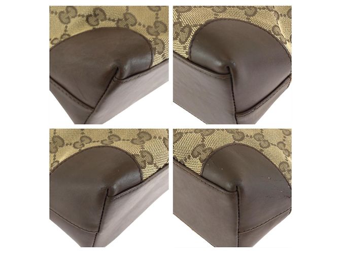 Borsa Tote in tela GG marrone e beige e pelle Gucci - vista 3