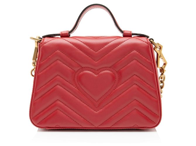 Borsa a mano mini Gucci Matelasse Leather GG Marmont Rosso - vista 3