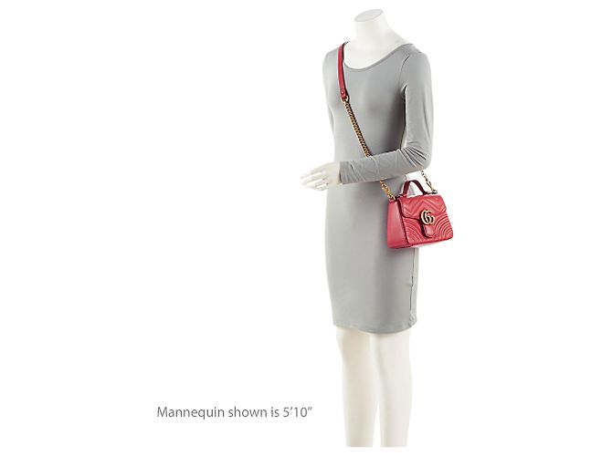 Borsa a mano mini Gucci Matelasse Leather GG Marmont Rosso - vista 5