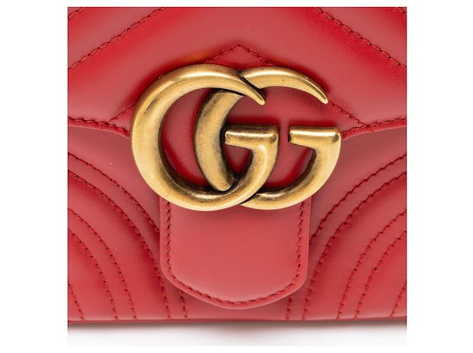 Borsa a mano mini Gucci Matelasse Leather GG Marmont Rosso - vista 9
