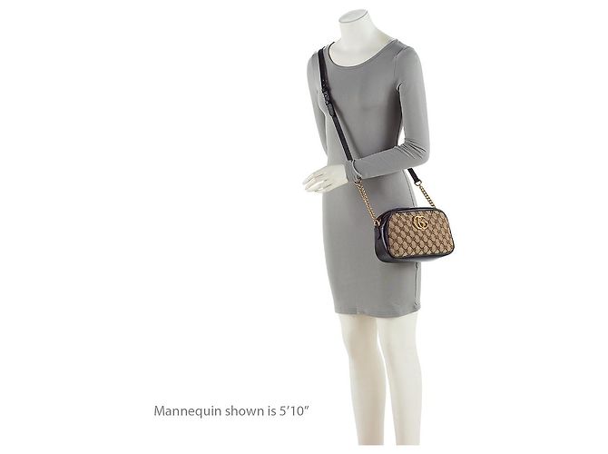 Borsa Camera Piccola Gucci Matelasse GG Canvas GG Marmont Marrone Beige - vista 5