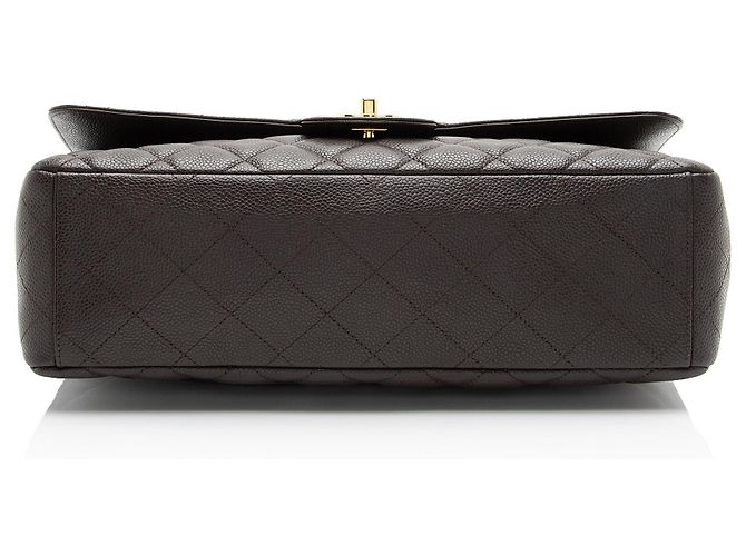 Gabrielle Borsa Chanel Classic Maxi Single Flap in pelle Caviar Marrone - vista 4